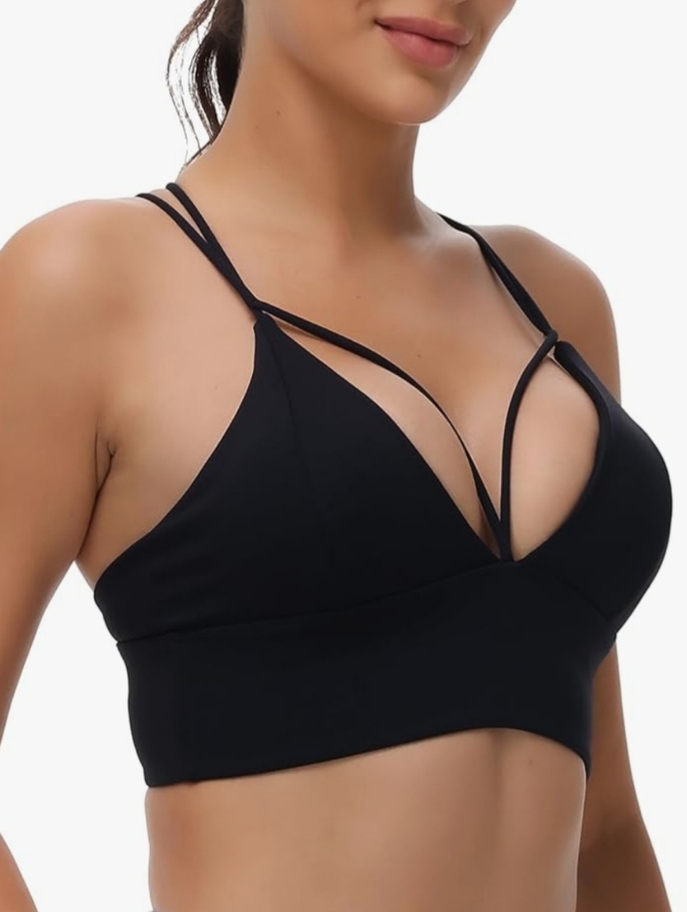 Motorun Black Push Up Strappy Sports Bra Bralette Top | EUC | Women's Size Small